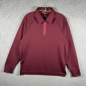 Bonobos Golf Mens Slim Fit Quarter Zip Pullover Burgundy Textured Honeycomb S